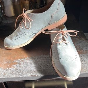Wolverine 1883 Josette Oxford Pale Blue Nubuck Leather Lace Up Shoes 8.5